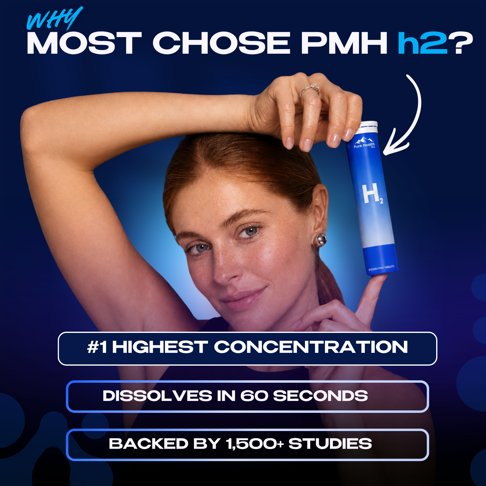 Pure Health Max Molecular Hydrogen Water Tablets — 30 Dissolving Tablets, Unflavored