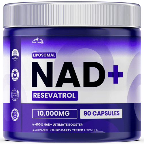 PHM Liposomal NAD+ with Resveratrol — 10,000mg, 90 Capsules | Longevity & Cellular Energy Support - Pure Health Max
